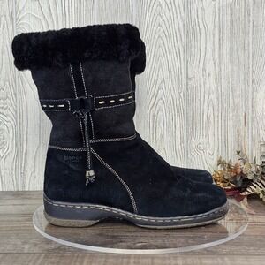 Blondo Canada Aqua Protect Black Suede Shearling Winter Boots Women's 11 1232-31